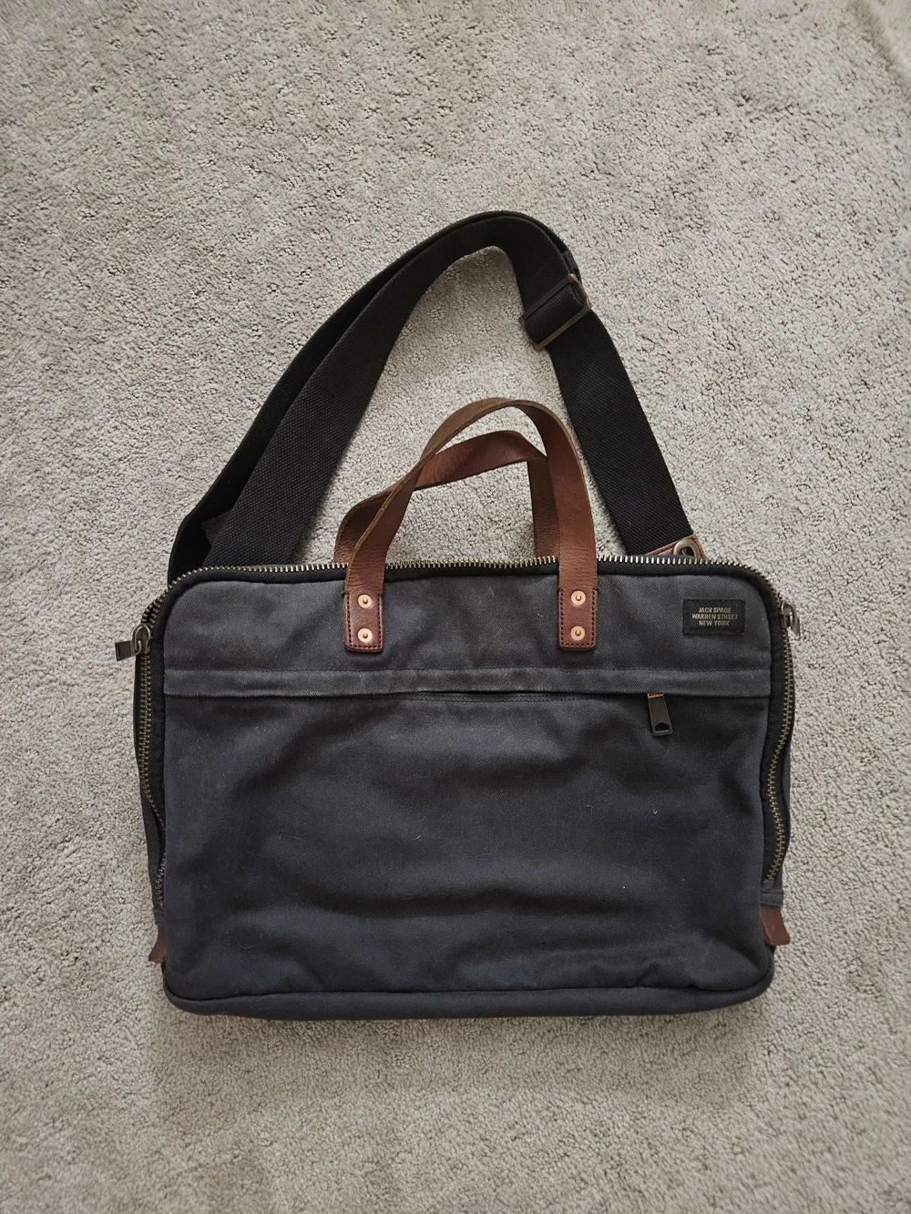 Jack Spade Warren Street New York Slim Brief Wax Cotton Laptop Bag